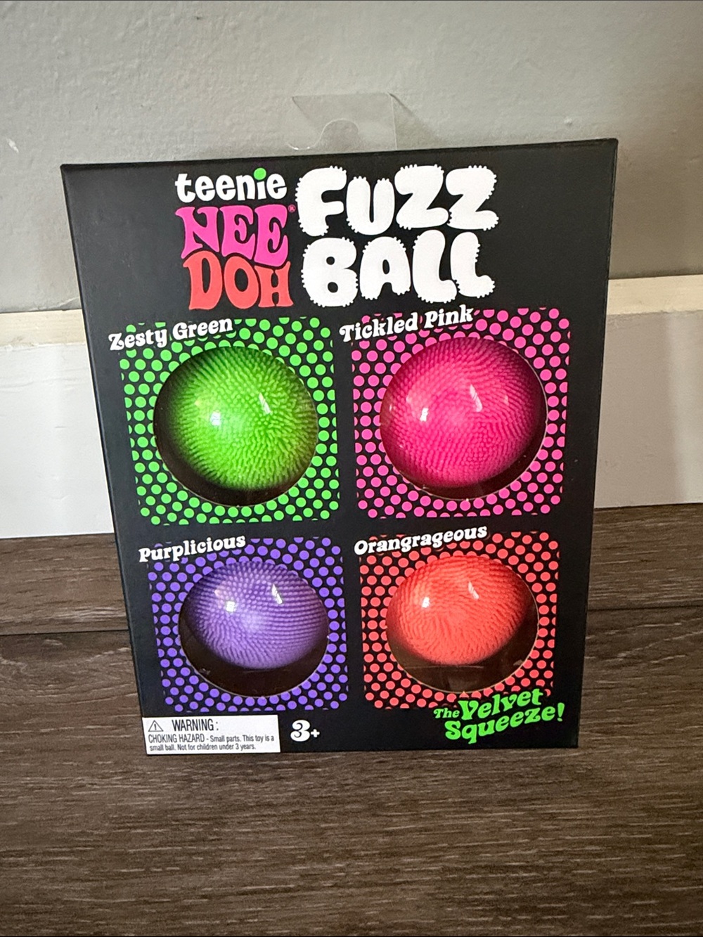 teenie NEE DOH Fuzz Ball Kids Toy Set - Green, Pink, Purple, Orange